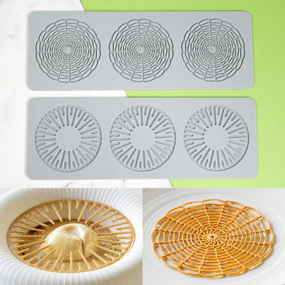 Unique Leaf Circle Ring Sugar Flipping Lace Pad - Tree Branches Vegetable Western Food Decoration - Molecular Cuisine Baking Silicone Mold
