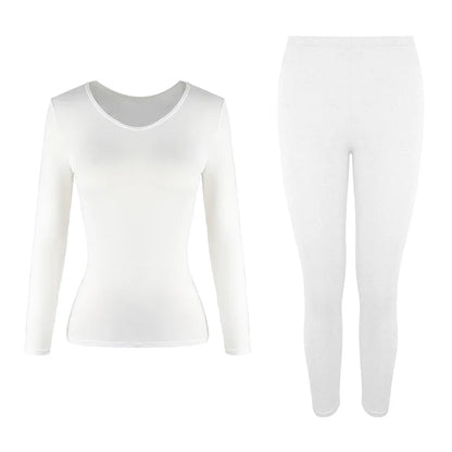 Women's Thermal Underwear Set - Fleece-Lined Long Johns Base Layer Top and Bottom, 2 Piece Set