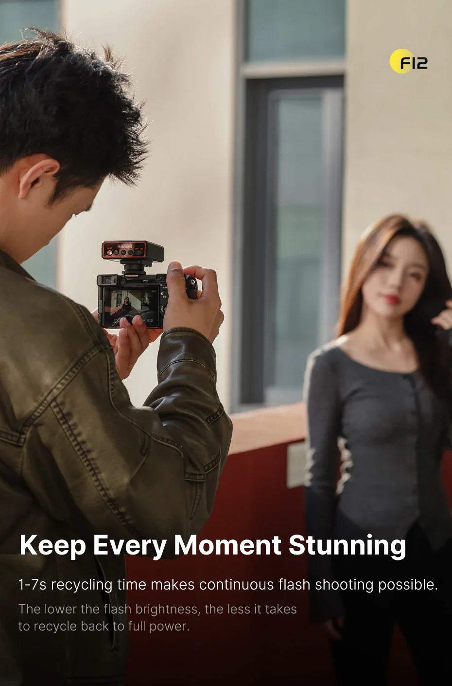 Ulanzi F12 Mini Camera Flash – GN12 5600K Speedlite with Hot Shoe Mount for Sony, Canon, Nikon, Panasonic, Olympus DSLR Cameras