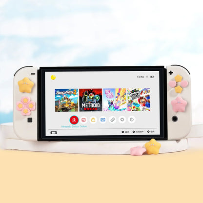 Cute Star Love Silicone Button & Thumb Grip Set for Switch OLED – Soft D-Pad ABXY Key Stick Cover Case