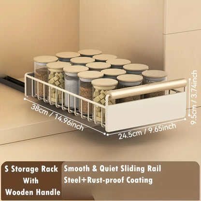 Space-Saving Kitchen Drawer Organizer - Pull-Out Rack for Plates, Bowls & Spices