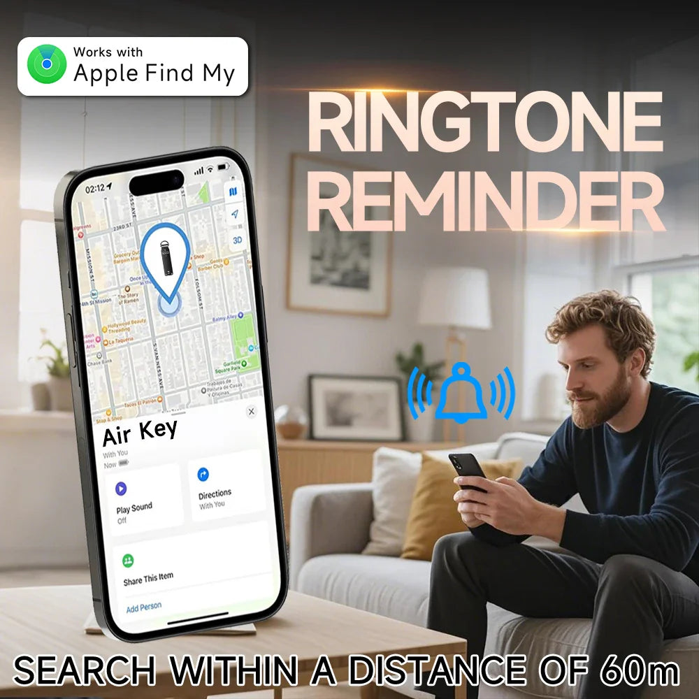 Key Organizer with Apple Find My — Built-In AirTag Holder, Holds 2–6 Keys, Car Keychain GPS Tracker (iOS Only)