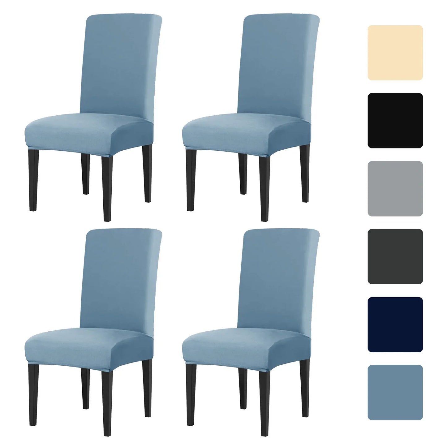 4Pc High Stretch Dining Chair Covers – Elastic Non-Slip Slipcovers, Removable Seat Protectors for Living Room, Kitchen & Wedding