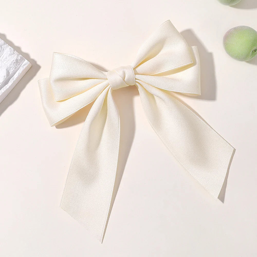 Hot New Fashion Fabric Large Bow Hairpin – Sweet Red & White Bow Hair Clips for Women & Girls, Top Clip, Female Hair Accessories