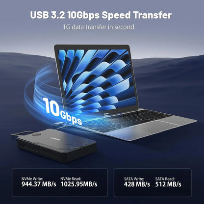 Unitek M2 NVMe SSD Enclosure SATA to USB-C 3.2 10Gbps UASP Adapter for 2.5" SSD – M.2 External Drive Case