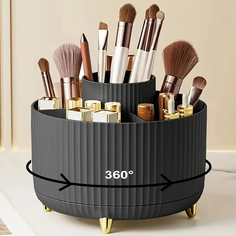 360° Rotating Makeup Brush Holder - 5 Slot Cosmetic Organizer for Brushes, Skincare & Vanity Storage