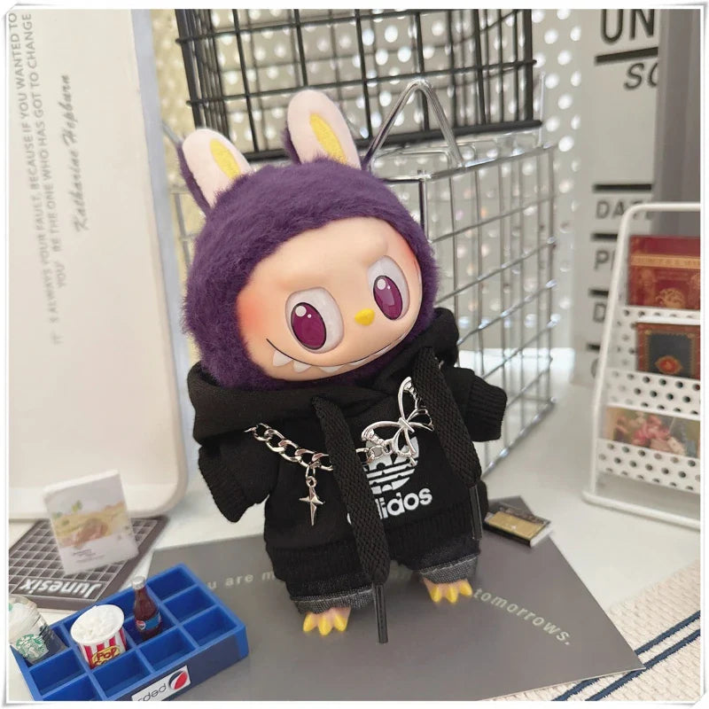 15/17cm Labubu V1 V2 Doll Clothing Set – Fashion Hoodie & Pants, Korean Idol Style DIY Accessories Toy Gift