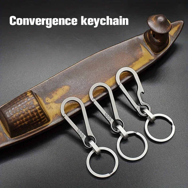 Titanium Carabiner Keychain – Hook Key Ring with Bottle Opener for Camping, Hiking & Outdoor Travel