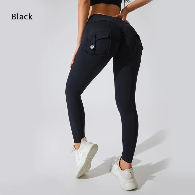 DIAS FIT JOY Women’s Nylon Yoga Pants – High-Waisted Butt-Lifting Tight Leggings with Pockets, Breathable No-T-Line Fitness Wear