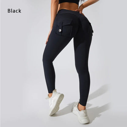DIAS FIT JOY Women’s Nylon Yoga Pants – High-Waisted Butt-Lifting Tight Leggings with Pockets, Breathable No-T-Line Fitness Wear