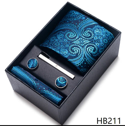 Men’s Tie and Pocket Square Gift Set – 2023 Mixed Colors Paisley Necktie in Box, Wedding Suit Accessory