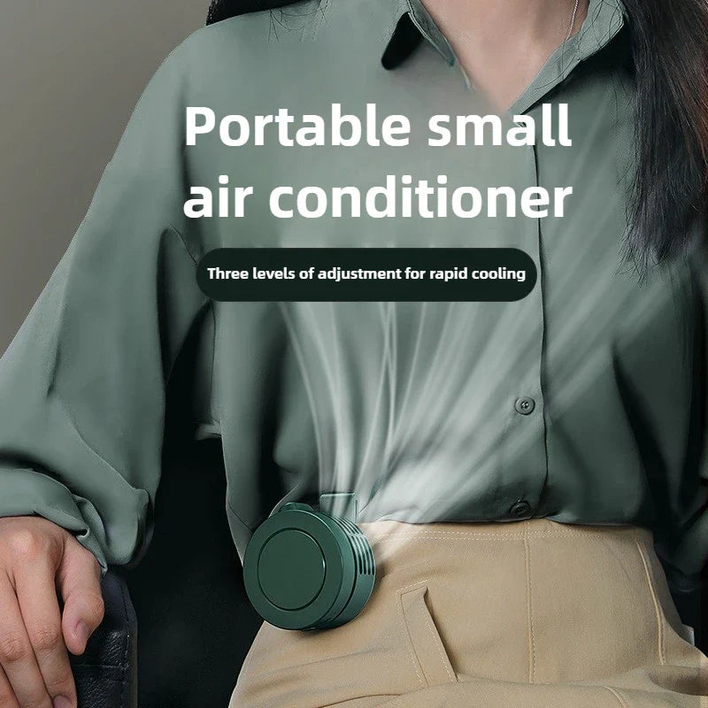 Mini Clip-On Hanging Waist & Neck Fan – Portable Leafless Electric Cooling Fan for Girls, 900mAh USB Rechargeable, 3-Speed Personal Air Cooler for Outdoor Use