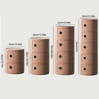 Nordic Round Bedside Table – Mini 2/3/4/5 Layer Cute Storage Cabinet, Creative Living Room & Bedroom Furniture
