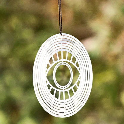 Turkish Devil Eye Wind Spinner – 3D Mirror Reflection Rotating Windchime, Feng Shui Amulet for Hanging Garden Decor