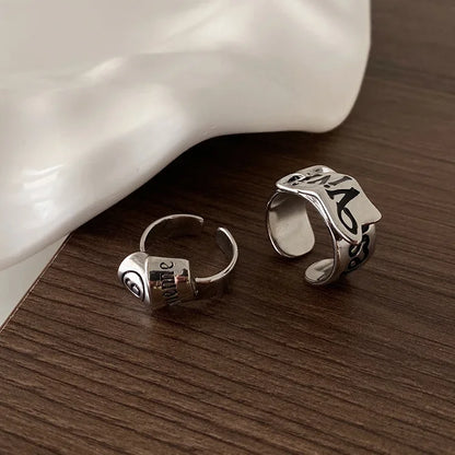 Personalized Girls' Open Ring – Retro Y2K English Letter Jewelry Accessory, 1/2pcs Party Gift