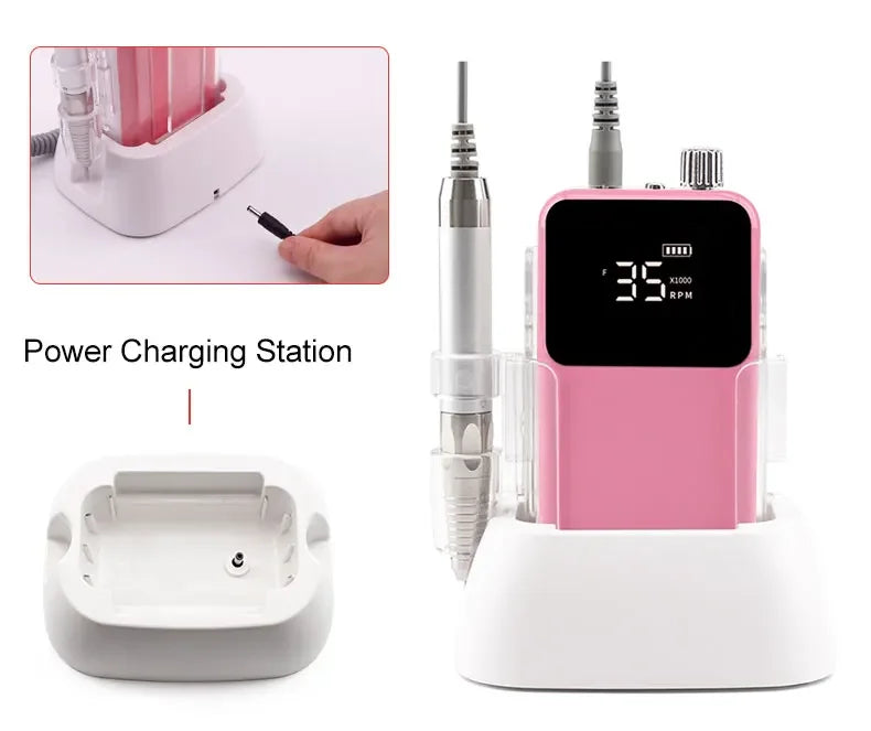New 85W Electric Nail File – Cordless Professional Brushless Nail Drill Machine with 35000 RPM
