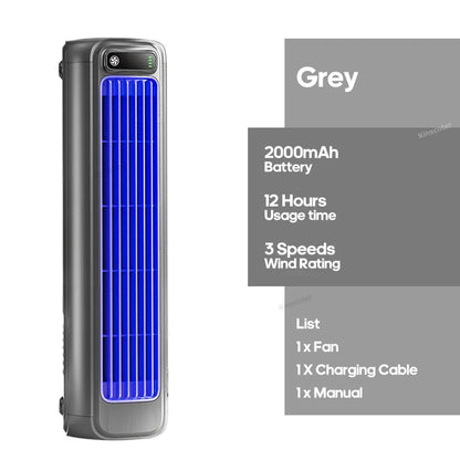 KINSCOTER Portable Air Conditioner Fan – 2000mAh Quiet Desktop Tower Fan, Wall-Mountable Non-Drilling Circulating Fan with 3 Adjustable Speeds