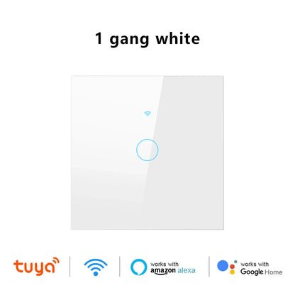 Tuya WiFi Smart Touch Light Switch - Wireless LED Control, No Neutral Wire Required, 1-4 Gang, Compatible with Alexa and Google Home