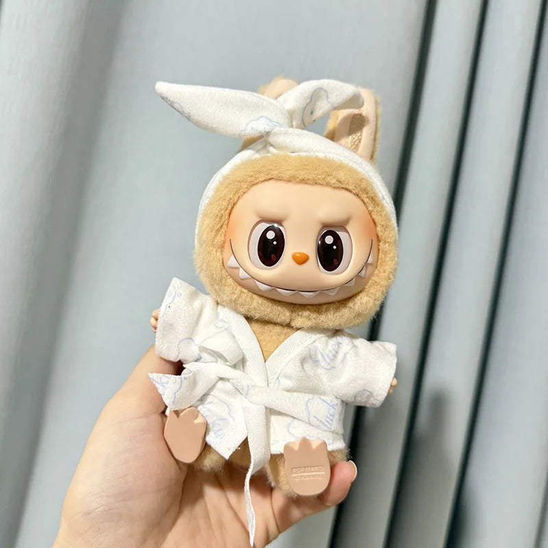 Labubu I & II Doll Clothes – 15cm/17cm Cute Eye Mask Pajama 3-Piece Set for Plush Dolls