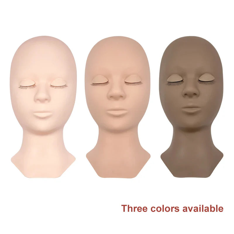 Eyelash Extension Training Practice Head: Realistic Mannequin Model Head with Layered Lashes - Flat Soft Design