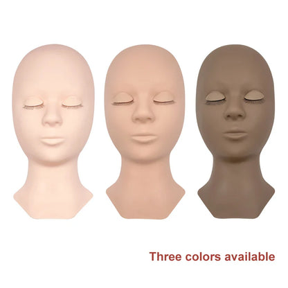 Eyelash Extension Training Practice Head: Realistic Mannequin Model Head with Layered Lashes - Flat Soft Design