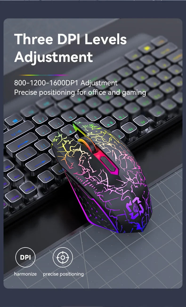 Bluetooth 5.2 Wireless RGB Mouse – Dual-Mode 2.4G Gaming Mouse with 6 Buttons, Silent Click for MacBook, Tablet, Laptop, PC