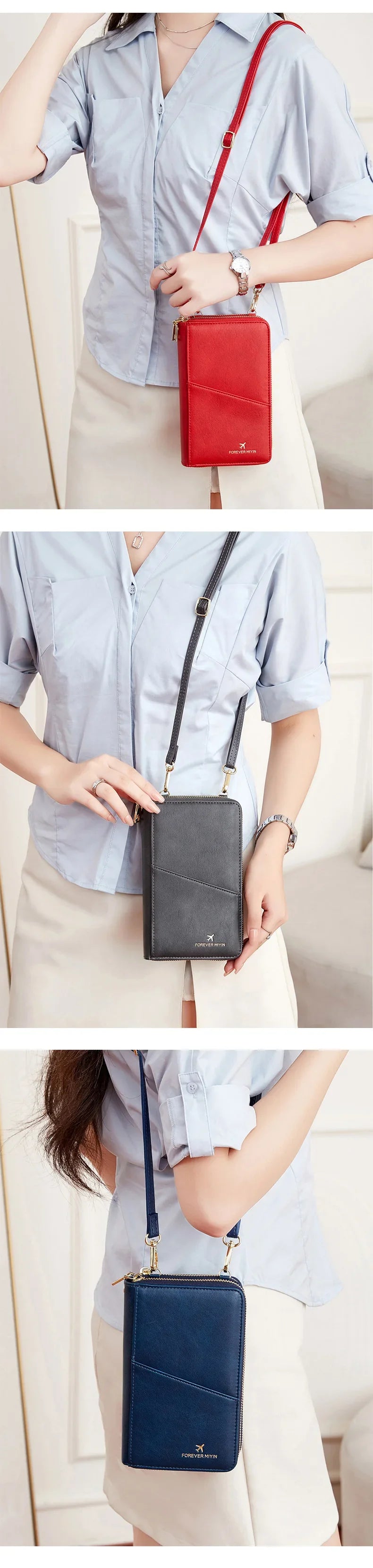 New Travel Passport Wallet – Fashionable Multi-Functional Double Zipper PU Leather Passport Cover with Clip
