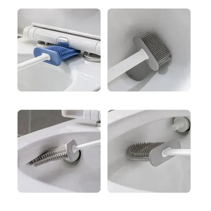Wall Mounted Silicone Toilet Brush - Quick Drying Waterproof WC Cleaner with Soft Bristles Bathroom Accessory