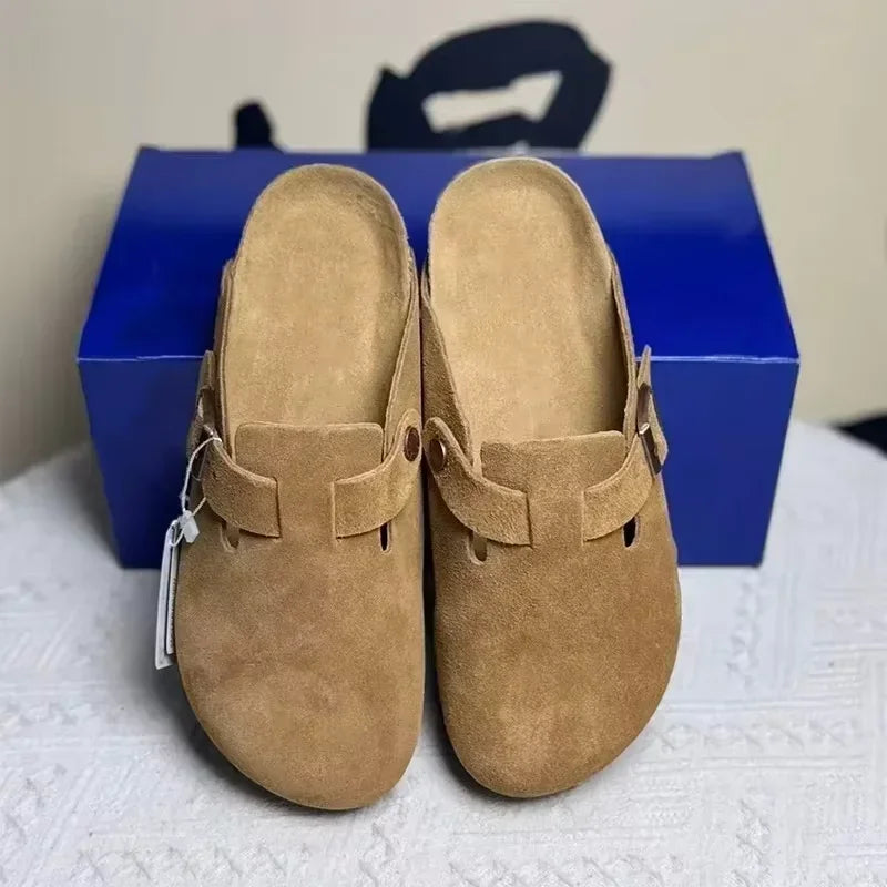 Retro Button-Toe Slip-On Shoes - Unisex Outdoor Casual Shoes with Thick Sole