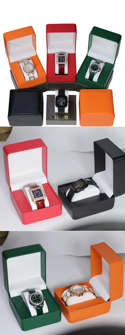 Lnofxas Black Single Watch Gift Box — PU Leather Wristwatch Display Case with Pillow, Organizer for Men