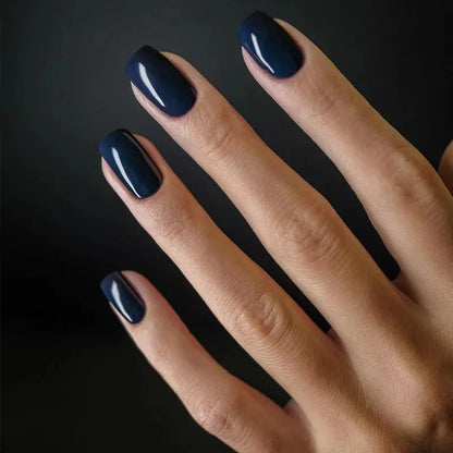 Solid Color Press-On False Nails Set – Square Shape Wearable Nail Art Tips with Glue, Fashion Manicure Accessories (Wholesale)