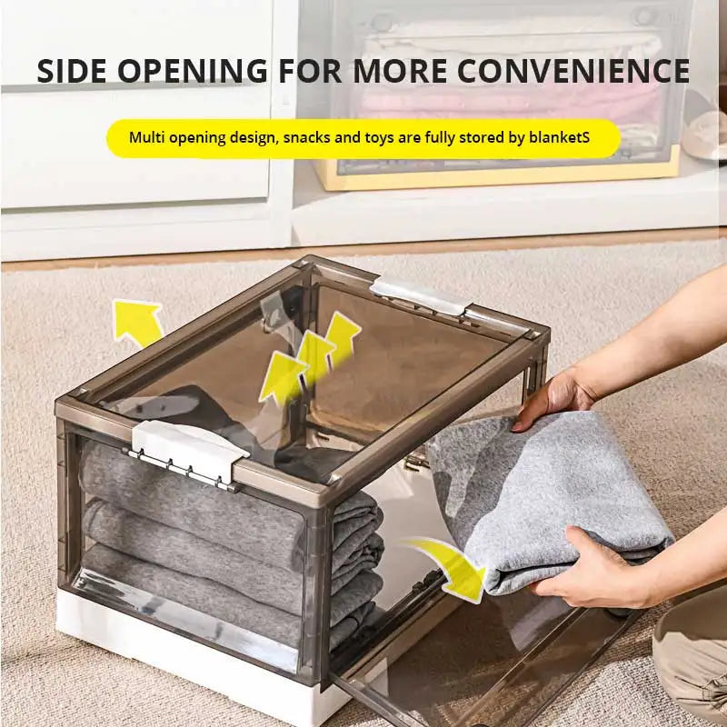 Foldable Transparent Storage Trunk — Large Capacity Plastic Organizer Box for Home, Wardrobe, and Clothes Storage