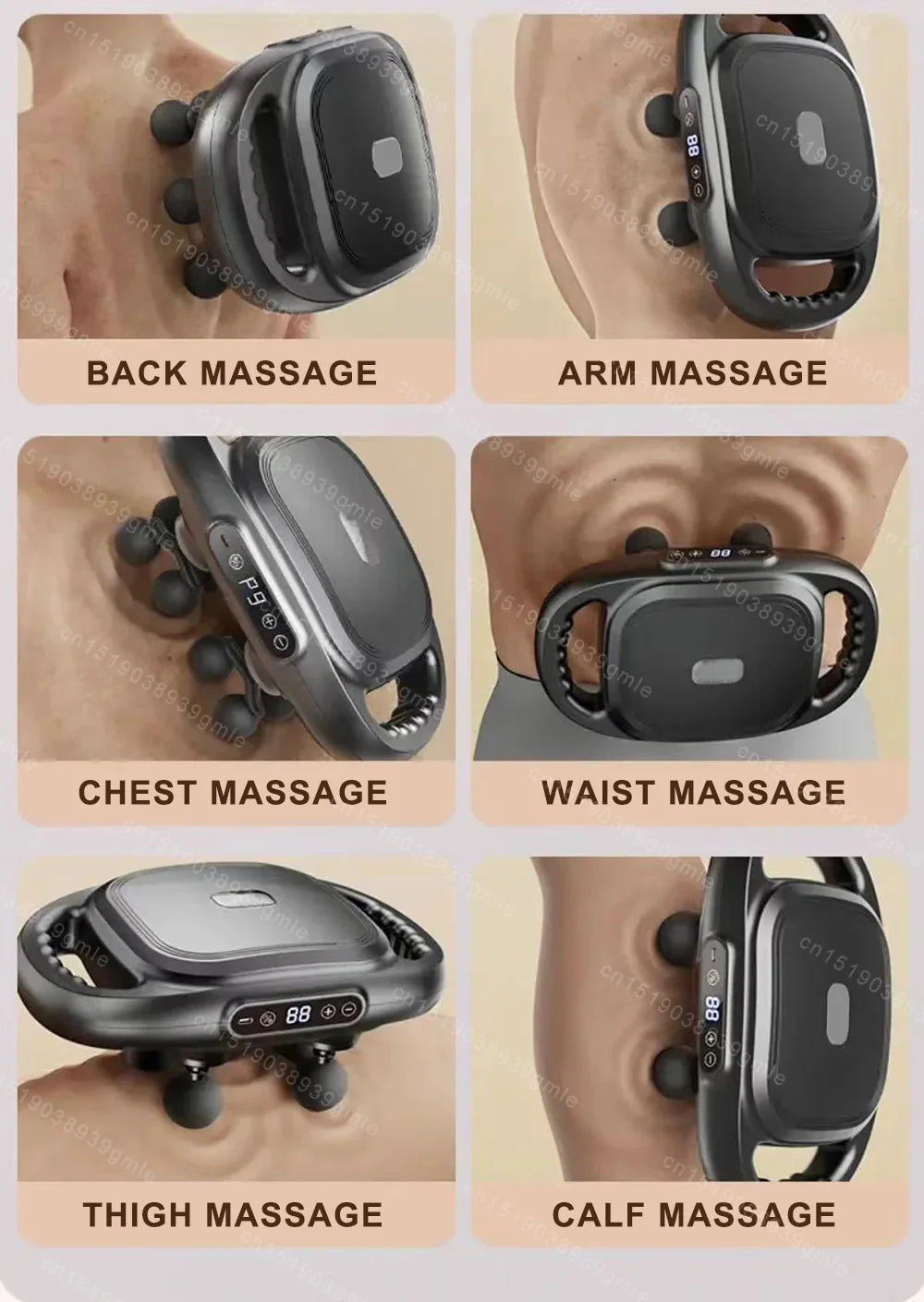 Fascia Massage Gun with 12/8 Heads — Electric Deep Tissue Muscle Relaxation Gun, High-Frequency Back & Body Massager