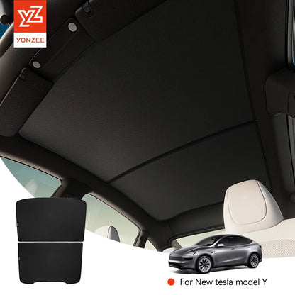YZ Tesla Model 3/Y Highland Sunshade (2025–2026) – Graphene Honeycomb Black Roof Sun Shade for Front, Rear & Sunroof Glass Protection