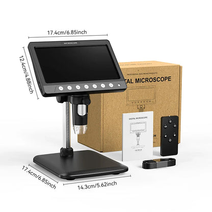 7-Inch IPS Digital Coin Microscope 5MP 1200X – 1080P Ultra-Precise Focusing Camera with 8 LED Lights for Coins & Circuits