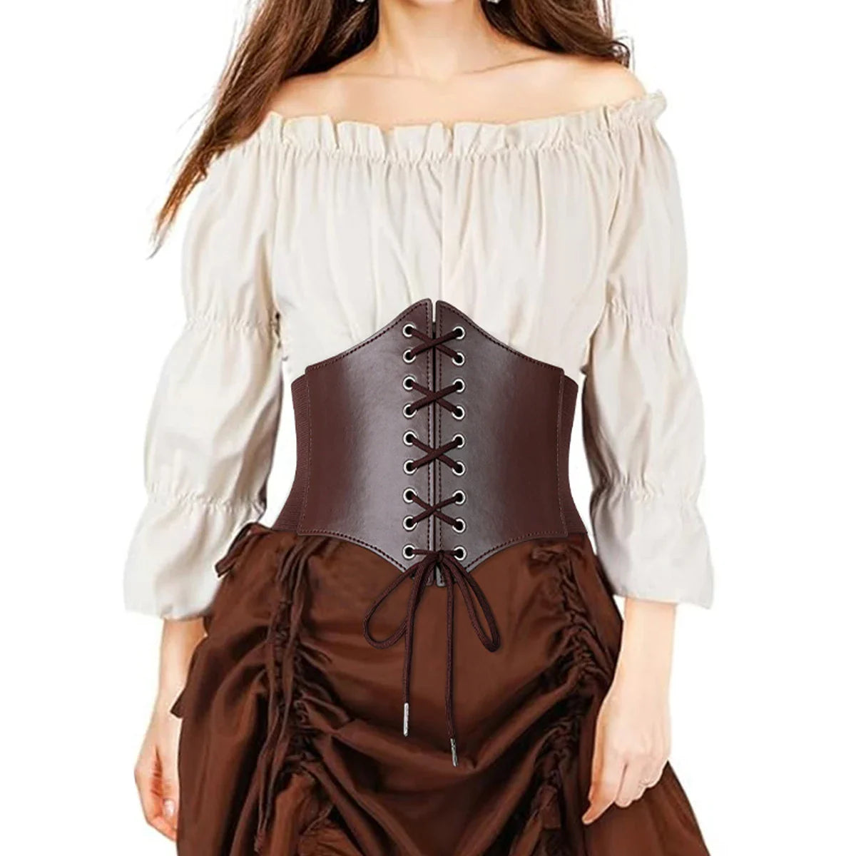 Medieval Wide Leather Armor Belt - Steampunk Waist Costume Accessory for Men & Women, Viking Knight Antique Waistband for LARP & Cosplay