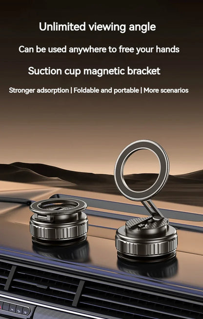 Universal Metal Magnetic Car Phone Holder – Adjustable Vacuum Suction Stand for Mirror, Gym, Bath & Home Use