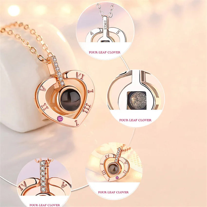 Projection Necklace - 100 Languages 'I Love You' Pendant Necklaces for Lover, Girlfriend - Creative Couple Romantic Jewelry Gifts 2024