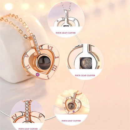 Projection Necklace - 100 Languages 'I Love You' Pendant Necklaces for Lover, Girlfriend - Creative Couple Romantic Jewelry Gifts 2024