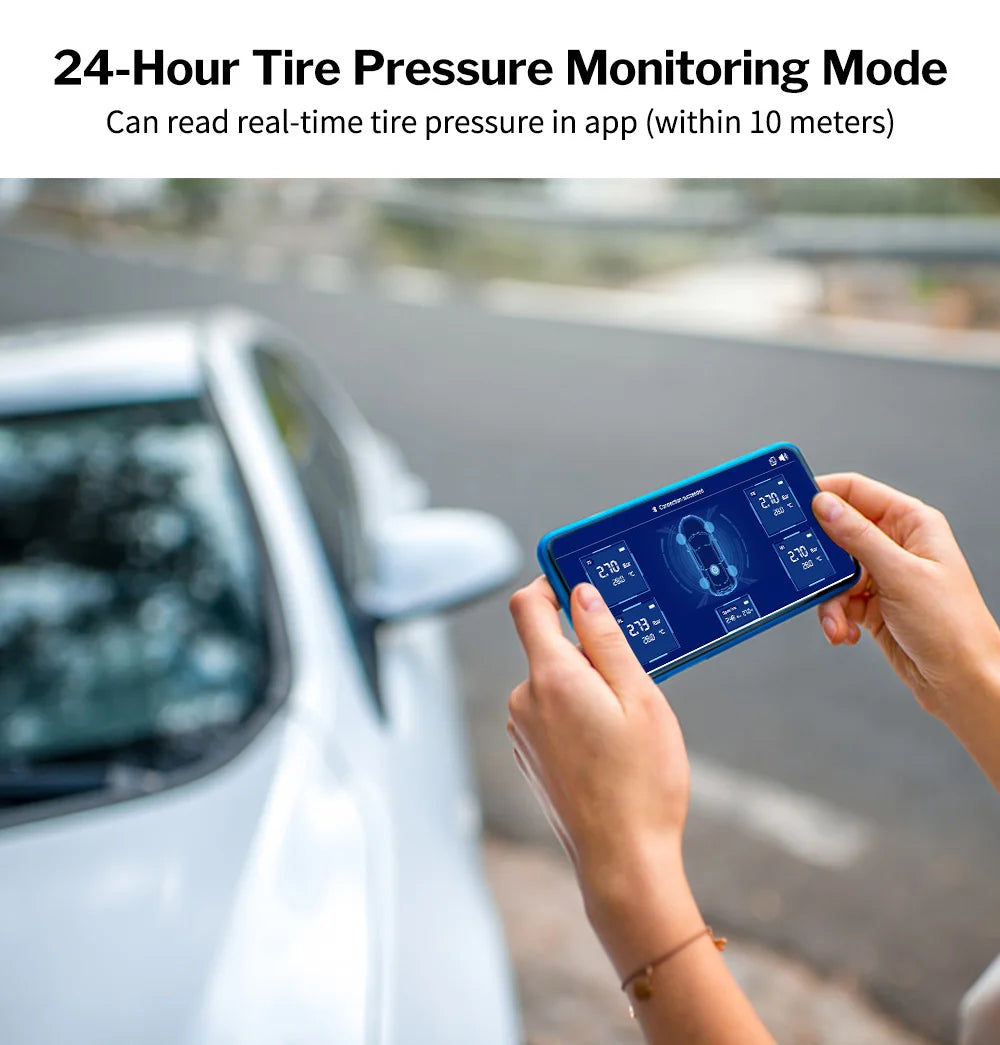 Deelife Car TPMS – Tire Pressure Monitoring System for Android and iOS with Bluetooth BLE Sensors for 4-5 Wheels