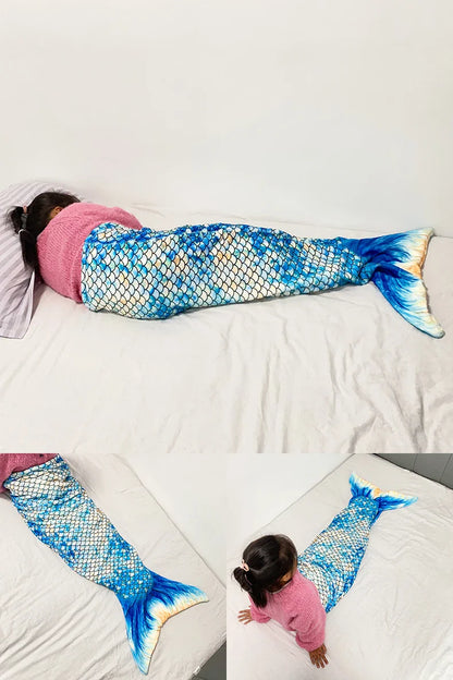 Mermaid Blanket Sleeping Bag — Anti-Kick Flannel Quilt with Soft Fabric, High Color Fastness, Fish Tail Design for Kids’ Birthday Gift