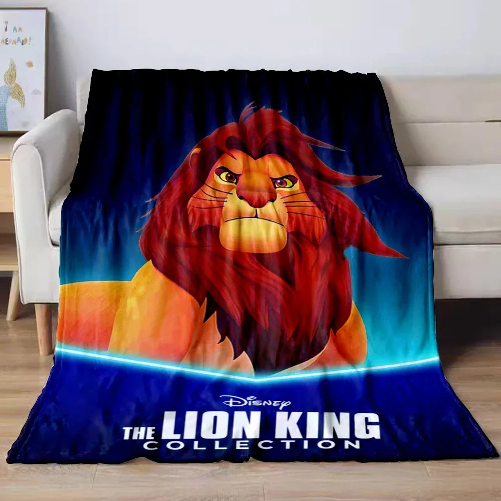 Lion King Simba Cartoon Flannel Blanket – Soft Cozy Throw for Sofa, Bed, Car, Camping, Travel & Kids Gift