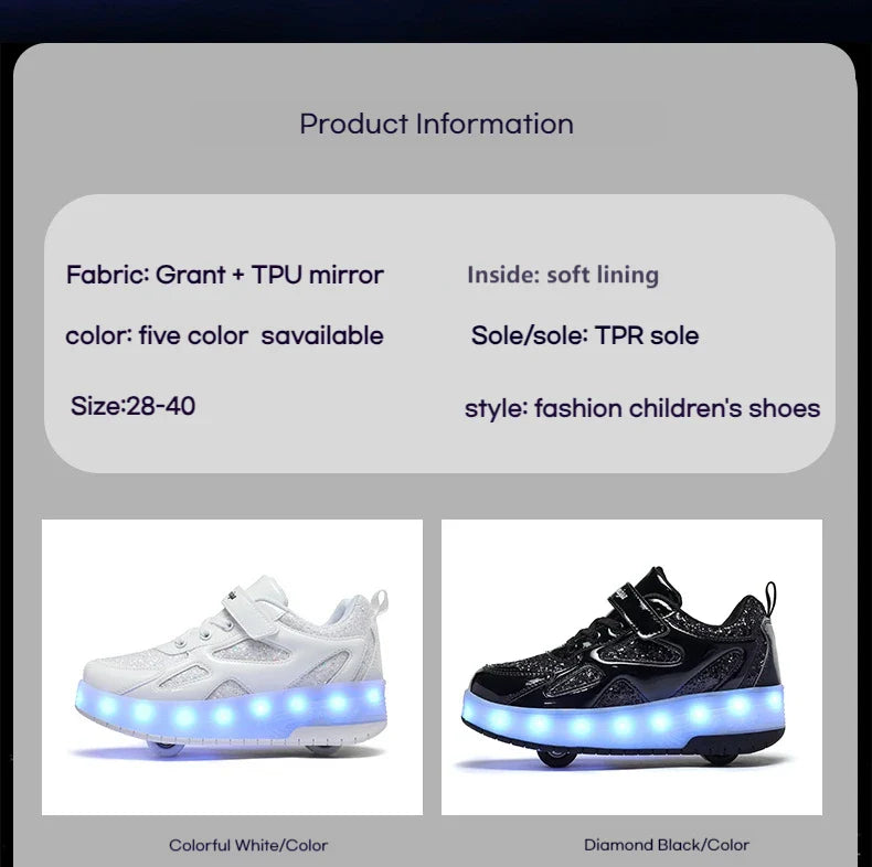Kids' Inline Roller Skates – Removable 2-Wheel Skate Sneakers for Girls, Powerslide Wheeled Shoes