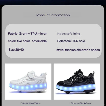 Kids' Inline Roller Skates – Removable 2-Wheel Skate Sneakers for Girls, Powerslide Wheeled Shoes