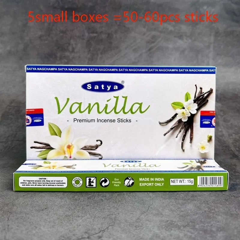 5BOX NAG Champa Indian Incense Set – Satya Handmade Sticks with 6 Aromatic Scents for Home & Meditation