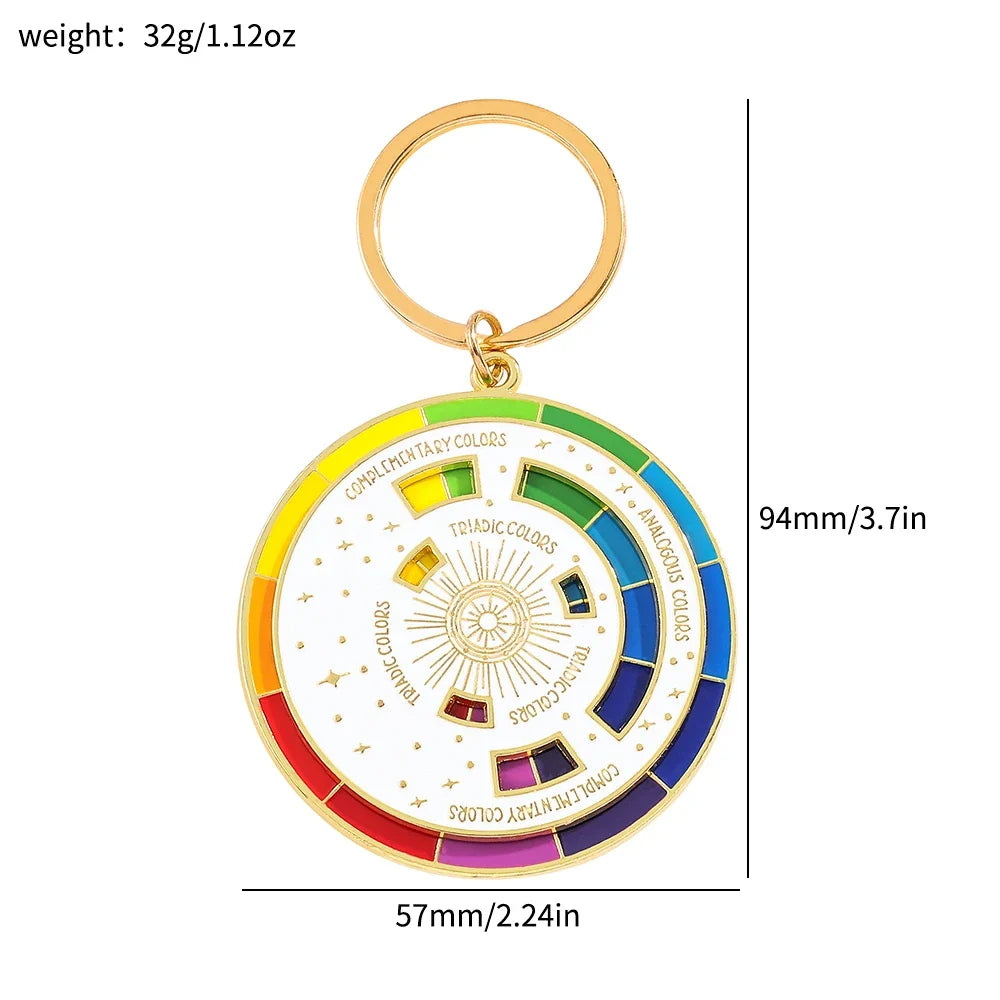 Color Wheel Keychain - Interactive Art Keyring Gift for Painters Artists and Creative Accessories