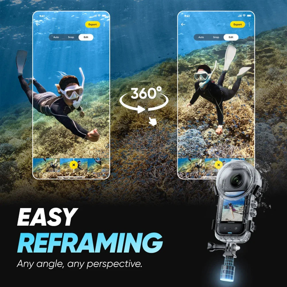 Dive Case for Insta360 X4 – Waterproof Housing, Invisible Diving Case, 50M Underwater Dive Shell Accessories
