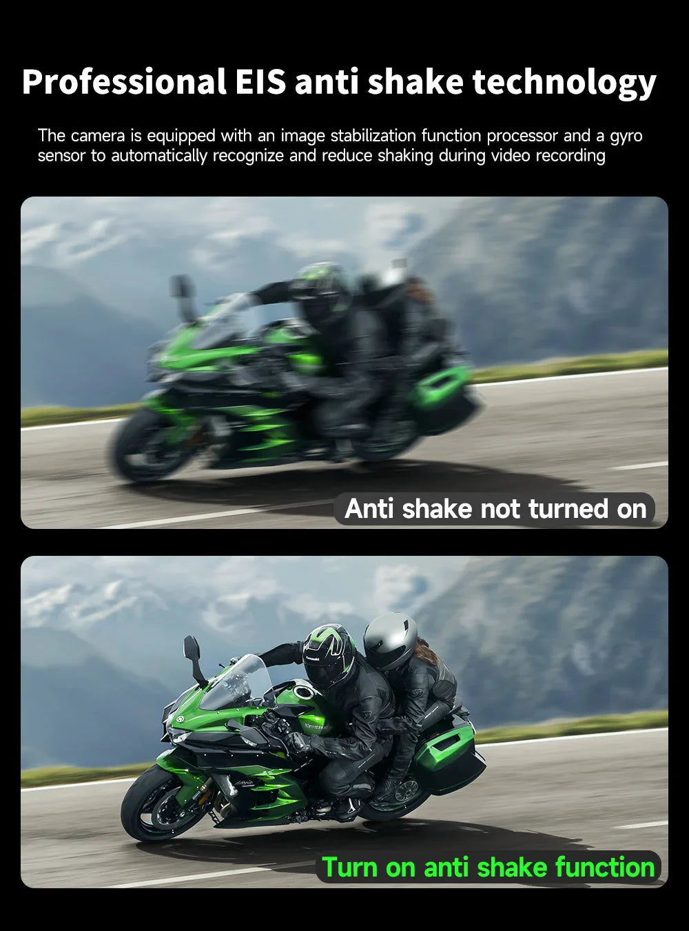 JIUYIN Dual Motorcycle Action Camera – 1080P Front & Rear DVR, Waterproof Dash Cam with WiFi