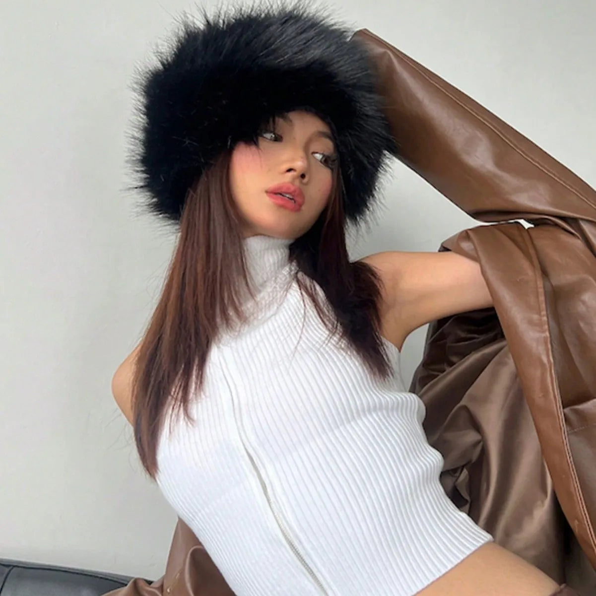 Fashion Fluffy Faux Fur Winter Hat – Women’s Warm Ear Protection Ski & Snow  Headband Cap
