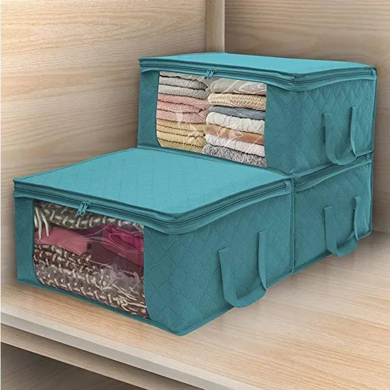 Large Capacity Foldable Clothing Storage Box — Non-Woven Fabric Organizer with Zipper for Quilts and Clothes